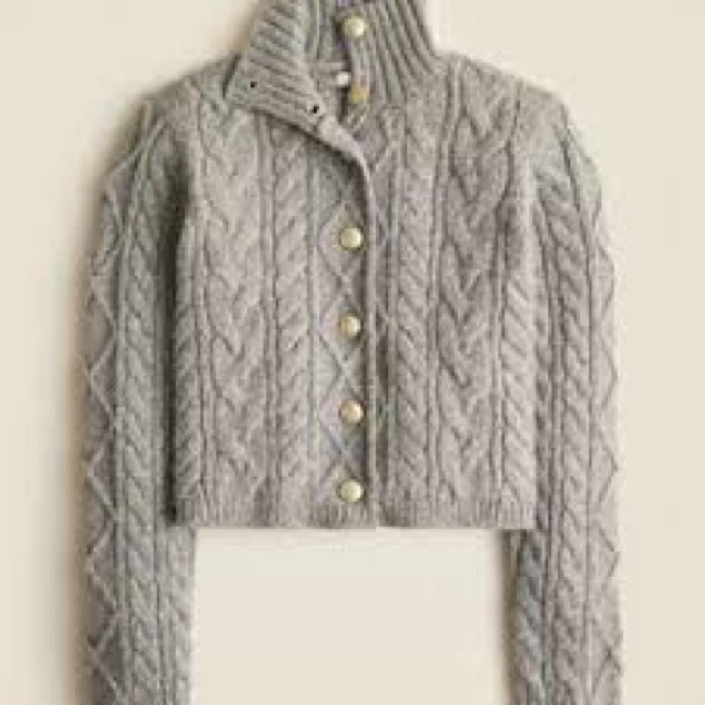 J. Crew Gray Cable Knit Cardigan